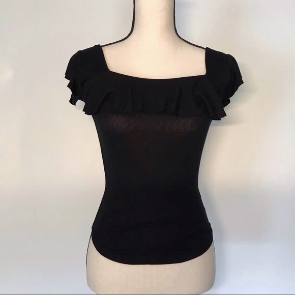 Free People top with flutter sleeve & ruffle front - Picture 1 of 6